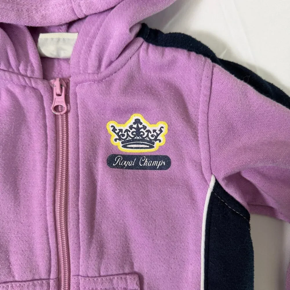 Vintage Y2K Athletic Works Royal Champ Purple Athleisure Tracksuit Jacket Sz 24m